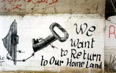 Why are people refugees. Mural at Dheishe, a Palestinian Refugee Camp