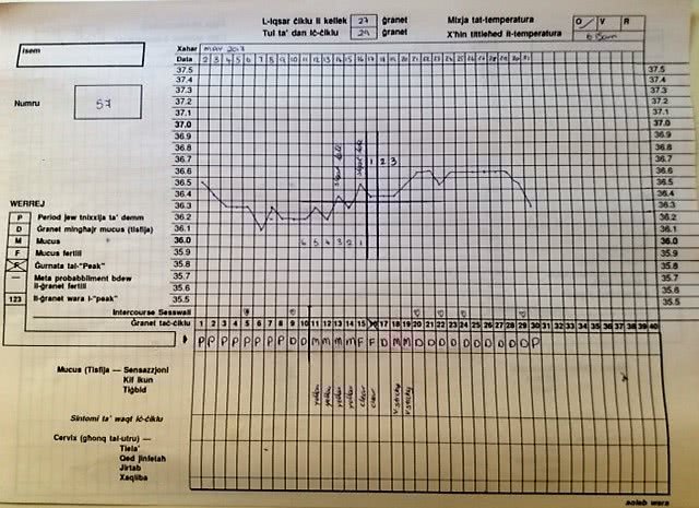 Chart example - Natural Family Planning Method